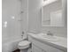 Well-lit bathroom offers a shower-tub combo with a single sink vanity at 114 Tuscany Villas Dr, Edgewater, FL 32141