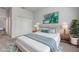 Stylishly staged bedroom with plush rug, king bed, and contemporary decor at 114 Tuscany Villas Dr, Edgewater, FL 32141