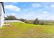 Expansive backyard with lush green grass and open views, enclosed by a white fence on a sunny day at 16413 Bloom Ct, Groveland, FL 34736