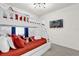 Fun bedroom with a bunk bed, Disney-themed wallpaper, and carpet flooring at 3962 Lana Ave, Davenport, FL 33897