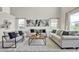 Open living room with high ceilings, comfortable seating, stylish decor, and plenty of natural light at 619 Oxford Chase Dr, Winter Garden, FL 34787
