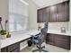 Well-lit office with built-in desk and storage cabinets at 619 Oxford Chase Dr, Winter Garden, FL 34787