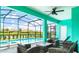 Screened patio with pool, spa, and seating area offering a relaxing outdoor space at 7219 Oakmoss Loop, Davenport, FL 33837
