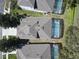 Aerial view of home with screened pool, highlighting backyard and neighborhood surroundings at 7709 Comrow St, Kissimmee, FL 34747