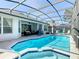 A beautiful screened-in pool and patio with spa provide a refreshing outdoor living space at 7709 Comrow St, Kissimmee, FL 34747