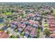 Aerial view of a neighborhood featuring community pool, lake, and golf course at 1008 Birkdale Trl, Winter Springs, FL 32708