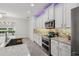 Beautiful kitchen featuring stainless appliances, granite countertops and tile backsplash at 1222 Shorecrest Cir, Clermont, FL 34711