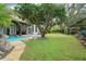 Backyard view with lush lawn, pool, and a charming patio area for outdoor living at 5138 Fairway Oaks Dr, Windermere, FL 34786