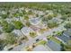 Discover a vibrant neighborhood with lush greenery and well-maintained homes from an aerial view at 615 Blue Park Rd, Orange City, FL 32763