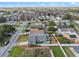 This aerial shot showcases the property's fenced perimeter in a residential neighborhood at 8519 Rainbow Ave, Orlando, FL 32825