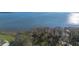 Beautiful lakefront land with mature trees, docks, and stunning water views from an aerial perspective at 10320 Bumblebee Ln, Leesburg, FL 34788