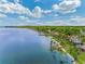 Breathtaking aerial view of a scenic waterfront community with lush greenery and blue skies at 303 Waterwood Dr, Yalaha, FL 34797