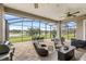 Covered patio with a lake view and outdoor seating area at 534 Two Lakes Ln, Eustis, FL 32726