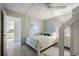 This bedroom features tile floors, coastal decor, and a bunk bed at 6727 Turtlemound Rd # 417, New Smyrna Beach, FL 32169
