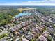 Stunning aerial view of a well-planned community featuring lush greenery, homes and serene lake at 1382 Hayton Ave, Deland, FL 32724