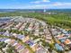 A scenic aerial view of a community with lush trees and diverse home styles at 1382 Hayton Ave, Deland, FL 32724