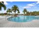 An expansive pool with a zero entry point, palm trees, and ample lounge seating offering a resort-like experience at 2017 Flora Pass Pl, Kissimmee, FL 34747