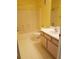 Bathroom featuring a clean and functional layout with a vanity, toilet, and shower/tub combination at 5455 Vineland Rd # 3303, Orlando, FL 32811