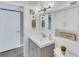 Stylish bathroom with gray vanity, white cabinets, and modern fixtures at 1038 E Michigan St # B, Orlando, FL 32806