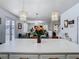 Kitchen featuring white cabinetry, stainless steel appliances and pendant lighting with backyard view at 12627 Boggy Pointe Dr, Orlando, FL 32824