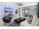 Bright living room featuring stylish furniture, a ceiling fan and an entertainment center at 2217 Lelani Cir, Davenport, FL 33897