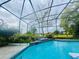 A beautiful in-ground pool surrounded by a screened enclosure, offering a private outdoor space at 450 Blue Smoke Ct, Lake Mary, FL 32746
