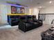 Home theater room with reclining chairs and movie decor at 8824 Cruden Bay Ct, Davenport, FL 33896