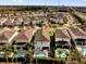An aerial view shows single-Gathering homes with pools and well-maintained landscaping at 7419 Marker Ave, Kissimmee, FL 34747