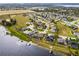 Aerial view of waterfront homes, showcasing neighborhood's proximity to water and community layout at 9518 Lynwood St, Clermont, FL 34711