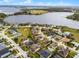 Scenic aerial view features a charming neighborhood with lush landscaping near a serene lake at 9518 Lynwood St, Clermont, FL 34711