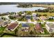 Real estate aerial shot, showing a neighborhood with manicured lawns and close proximity to lake at 9518 Lynwood St, Clermont, FL 34711