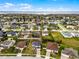 Aerial shot of a residential neighborhood with well-maintained homes and green lawns under a blue sky at 9518 Lynwood St, Clermont, FL 34711