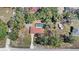 Aerial view of property showing house, mature trees, detached garage, pool and fully fenced lot at 11595 Sw 134 Ct, Dunnellon, FL 34432