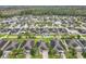 Aerial view of a residential neighborhood with well-maintained homes, green lawns, and mature trees at 10840 Cabbage Tree Loop, Orlando, FL 32825