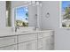 Bathroom featuring a double sink vanity with white cabinets and quartz countertop at 2875 E Slater Dr, Deltona, FL 32738