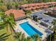 Overhead view of community pool area with a variety of seating options and nearby parking at 5150 Fiorella Ln, Sanford, FL 32771