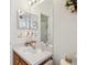 Bathroom featuring a vanity with sink, decorative mirrors, and floral accents at 25239 Cranes Roost Cir, Leesburg, FL 34748