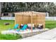 Private backyard with a custom pergola featuring lounge seating and serene landscaping at 5584 N Dean Rd, Orlando, FL 32817