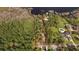 Aerial view of wooded acreage featuring lake access to a home or homesite, showcasing waterfront living at 10433 Trout Rd, Orlando, FL 32836
