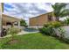 Expansive backyard with a well-manicured lawn, fenced pool area, and covered patio for outdoor living at 1077 Fountain Coin Loop, Orlando, FL 32828