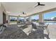 A covered community area with tables and seating near the pool at 411 Lily Ln, Davenport, FL 33837
