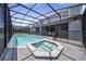 The screened-in pool and spa are the perfect way to relax in your backyard at 4149 Lana Ave, Davenport, FL 33897