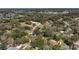 Aerial view of a neighborhood showing the tree coverage, streets, and home roofs at 1525 Orange Tree Dr, Edgewater, FL 32132