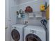 Functional laundry room with front load washer and dryer, shelving and ample storage at 4963 Rock Rose Loop, Sanford, FL 32771