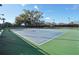 Active community tennis court with green and blue surface and well maintained court and fencing at 5269 Red Coral Cir, Mount Dora, FL 32757
