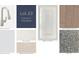 Selection of interior design material samples including flooring, countertop, paint, faucet, cabinets, and backsplash at 804 Pointe Emerson Blvd, Apopka, FL 32703