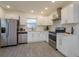 Modern kitchen featuring stainless steel appliances, white cabinets, and tile backsplash at 1518 Fabian Ave, Orlando, FL 32807