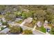 Aerial view of a charming neighborhood with mature trees, sidewalks, and a well-maintained yellow home at 1920 S Palmetto Ave, Sanford, FL 32771