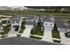 An aerial view of modern single-Gathering homes featuring well-manicured lawns and paved driveways at 5017 Blue Hammock Ct, Kissimmee, FL 34746