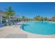 Stunning community pool with clear turquoise water, palm trees, and ample seating at 1636 Barberry Dr, Kissimmee, FL 34744